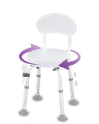 Fvzzin Swivel Shower Chair, 360° Non-Slip Shower Seat with Backrest for Elderly and Disabled, Height Adjustable Rotating Tub Transfer Bench for Seniors Bathroom Inside Shower(White)