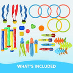 JOYIN 30 Pcs Diving Pool Toys for Kids Ages 3-12 Jumbo Set with Storage Bag Pool Games Summer Swim Water FishToys