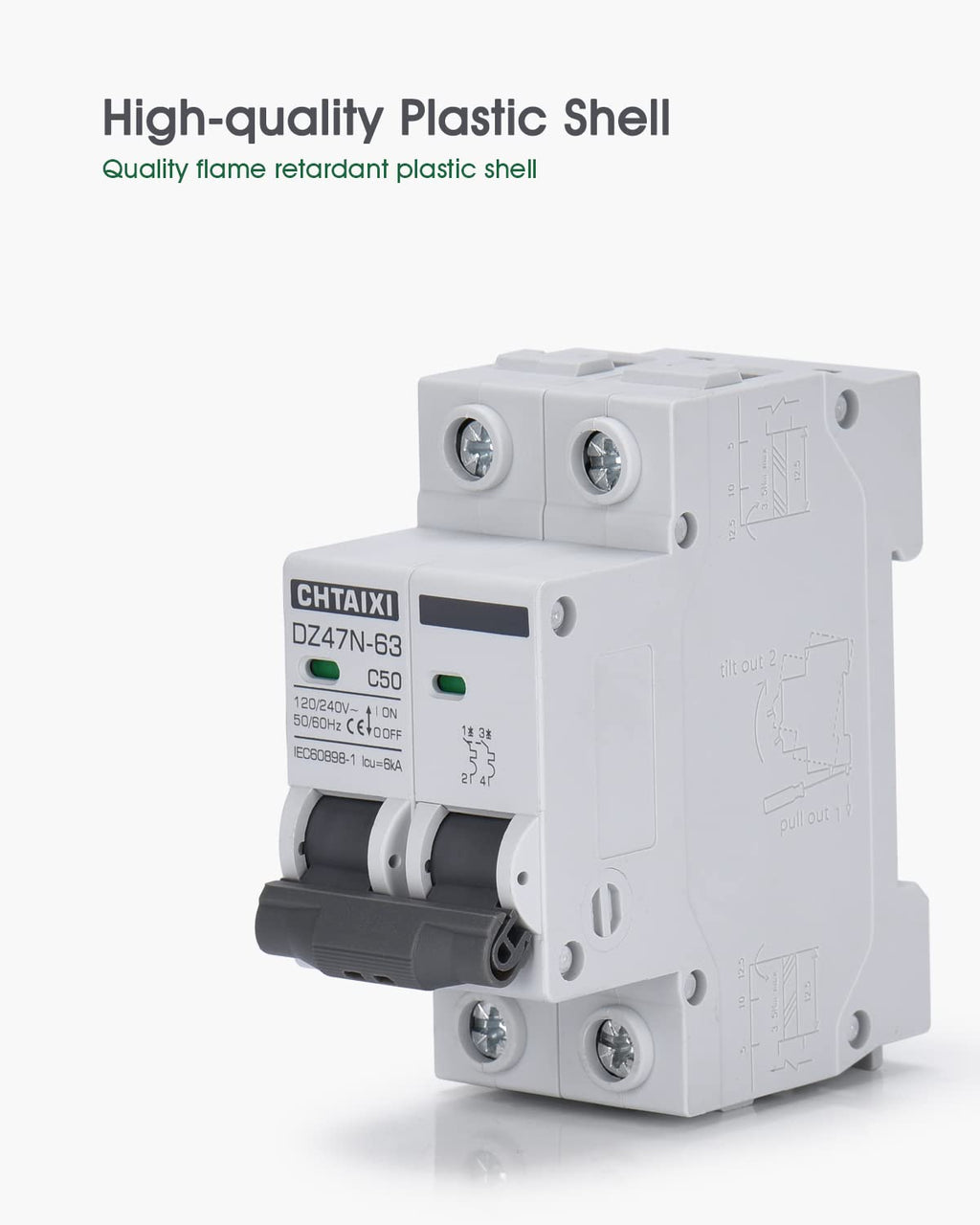 Chtaixi AC Miniature Circuit Breaker, 32 Amp 120V/240V 2 Pole DIN Rail Mount Circuit Breaker, Thermal Magnetic Trip, Solar AC Disconnect Switch MCB C32