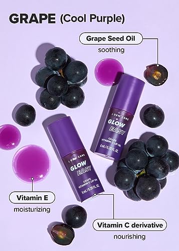 I DEW CARE Lip Gloss - Glow Easy Grape | Jojoba Seed Oil, Vitamin C, Pigmented Glossy Stain, Hydrating, Korean Makeup, Pink Color, Moisturizing, Nourishing Crystal Glass Clear, 0.20 FL Oz