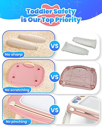Magnetic Drawing Board, Toddler Girl Toys for 1-2 Year Old, Doodle Board Pad Learning and Educational Kids Toys for 1 2 3 Year Old Baby Girl Birthday Christmas GIF- Pink