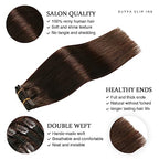 SUYYA Clip in Hair Extensions Real Human Hair,Human Hair Extensions Clip ins Straight Human Hair Clip ins Double Weft Hair Extensions Clip ins 7pcs 120g(18 inches #2 Darkest Brown)