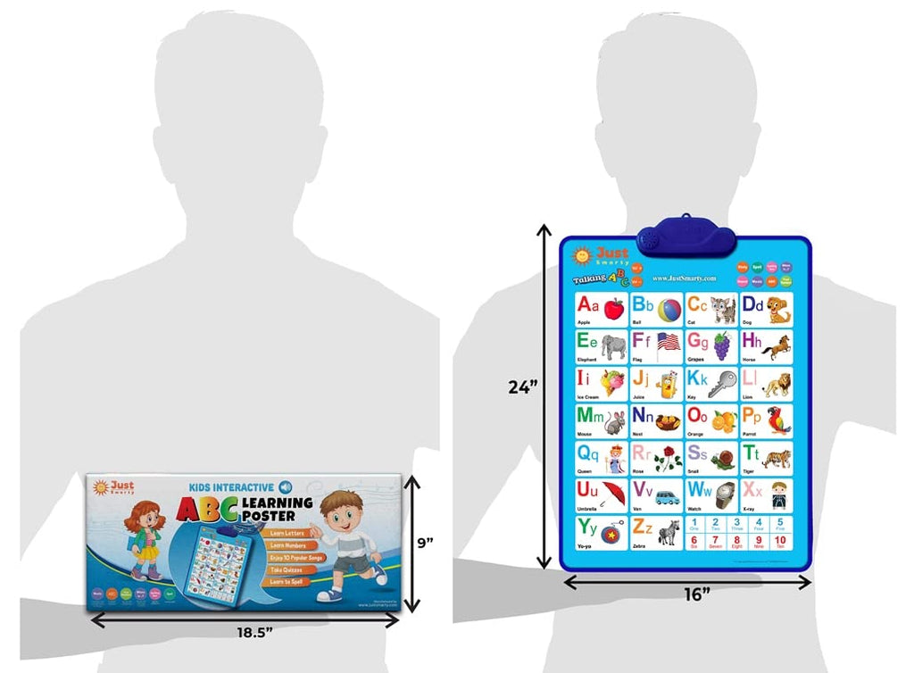 Just Smarty Interactive Alphabet Wall Chart | Talking ABCs & 123s Music Poster with Interactive Light | Toddler Alphabet Learning | Best Educational Gift for Boys & Girls Ages 2 3 4 5 | Letter Sounds