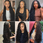 Human Braiding Hair for Boho Braids Bohemian Deep Wave Bulk Human Braiding Hair 100% Unprocessed Brazilian Virgin Human Hair Extensions 2 Bundles Micro Braiding Hair (18 inch,Natural Black)