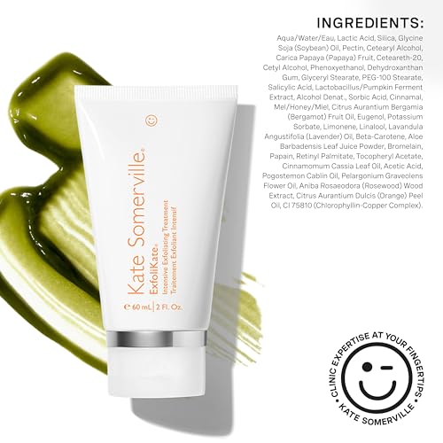 Kate Somerville ExfoliKate Intensive Exfoliating Treatment – Salicylic Acid and Lactic Acid Super Facial Scrub Improves Texture and Pores, 0.5 Fl Oz