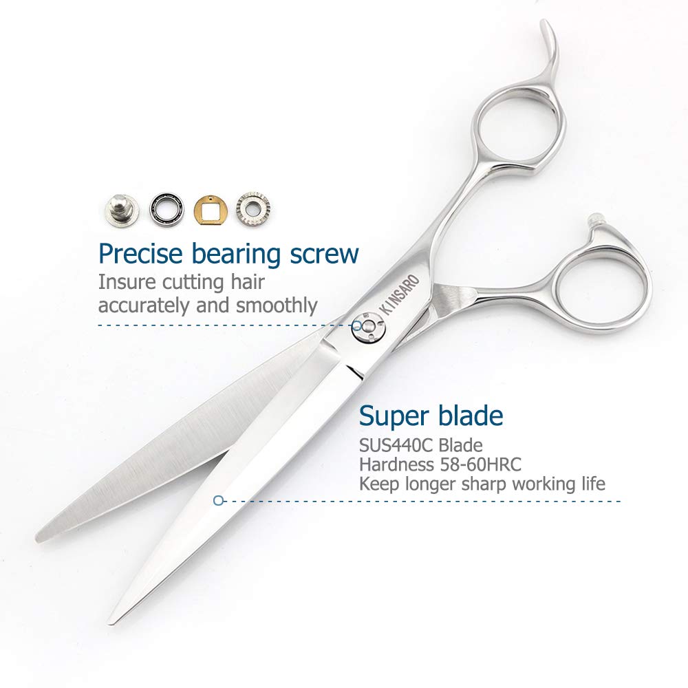 Barber Scissors 7" Professional Sliding Hair Scissors Willow Shape Sliding Hair Shears Professional Haircut Razor Edge 440c Barber Shears KINSARO for Hairdresser Barbershop or Home Use