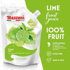 Mazzoni Real Lime Juice, 100% Pure Just Lime Juice, Not from Concentrate, No Added Sugar or Ingredients, 2.2 lbs (35.2 oz) Real Juice for Smoothies, Drinks, Cocktails, Convenient Pouch, Made in Italy