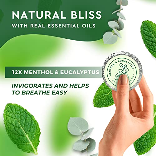 Cleverfy Shower Steamers Aromatherapy - 12 Pack of Menthol & Eucalyptus Shower Bombs with Essential Oils for Relaxation and Nasal Congestion. Valentines Day Gifts for Her and Him.