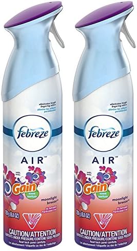 Febreze Air Refresher - with Gain Moonlight Breeze Scent - with New OdorClear Technology - Net Wt. 8.8 OZ (250 g) Per Bottle - Pack of 2 Bottles