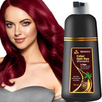 Instant Wine Red Hair Coloring for Women and Men - 3 in 1 Herbal Hair Dye Shampoo with 100% Gray Coverage in Minutes, 500ml, 16.9 Fl Oz