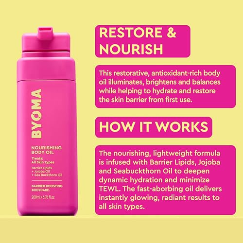 BYOMA Nourishing Body Oil - For All Skin Types - Lightweight, Fast-Absorbing Body Oil with Jojoba & Seabuckthorn - Hydrates, Brightens & Restores Skin Barrier - 3.4 fl oz