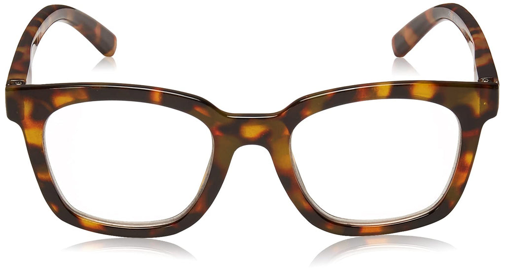 Peepers by PeeperSpecs Women's to The Max Square Blue Light Blocking Reading Glasses, Tortoise, 49 + 1.75