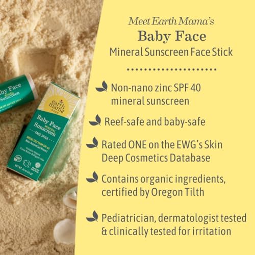 Earth Mama Baby Face Mineral Sunscreen Stick & Lotion Set, SPF 40 | Reef Safe, Non-Nano Zinc, Contains Organic Cocoa Butter, Shea Butter, Aloe & Calendula | Babies, Kids & Family