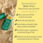 Earth Mama Baby Face Mineral Sunscreen Stick & Lotion Set, SPF 40 | Reef Safe, Non-Nano Zinc, Contains Organic Cocoa Butter, Shea Butter, Aloe & Calendula | Babies, Kids & Family