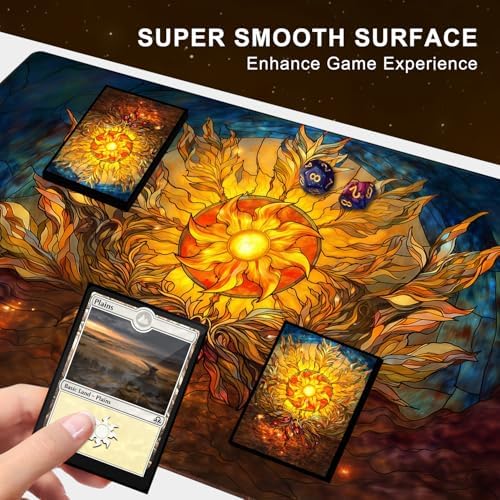 MTG Playmat, TCG Card Game Playmat, Stitched Edge, Non-Slip Rubber Bottom - 24 x 14 inch - Plains