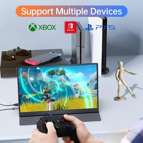 15.6inch Portable Monitor,1080P USB-C HDMI Second External Monitor for Laptop,PC,Mac Phone,PS,Xbox,Swich,IPS Ultra-Thin Zero Frame Gaming Display/Premium Smart Cover