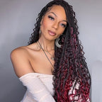 Boho Crochet Braids 9 Packs 24 Inch Goddess Box Braids Crochet Hair for Women Pre-looped Bohemian Crochet Box Braids with Curly Ends Synthetic Braiding Hair Extensions (24inch, OTBUG#)
