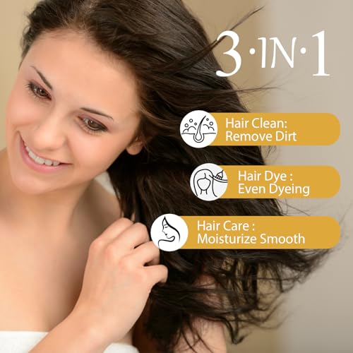 Dark Wine Red Hair Dye Shampoo 3-in-1, Instant Red Shampoo Hair Dye Lasts 4 Weeks, Professional Argan Oil Hair Color Shampoo for Gray Hair, Semi-Permanent Hair Color Kit for Women & Men, Damage-Free