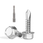 VGBUY 200pcs Self Drilling Screws for Metal,#8 x 5/8 Inch 410 Stainless Steel Self Tapping Sheet Metal Screws,Self Tapping Screws for Metal,Hex Washer Head