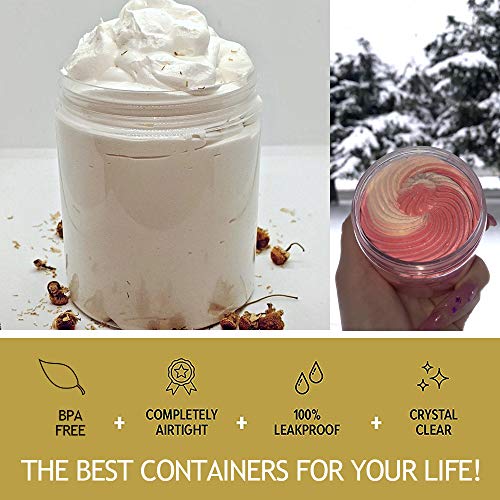 AMORIX 8oz Slime Containers with Lids 8 oz Plastic Containers Jars with White Lids + 20g Sample Containers (Set of 24) Airtight Container for Lip Scrub, Body Butters, Cream, Slime, Craft Storage