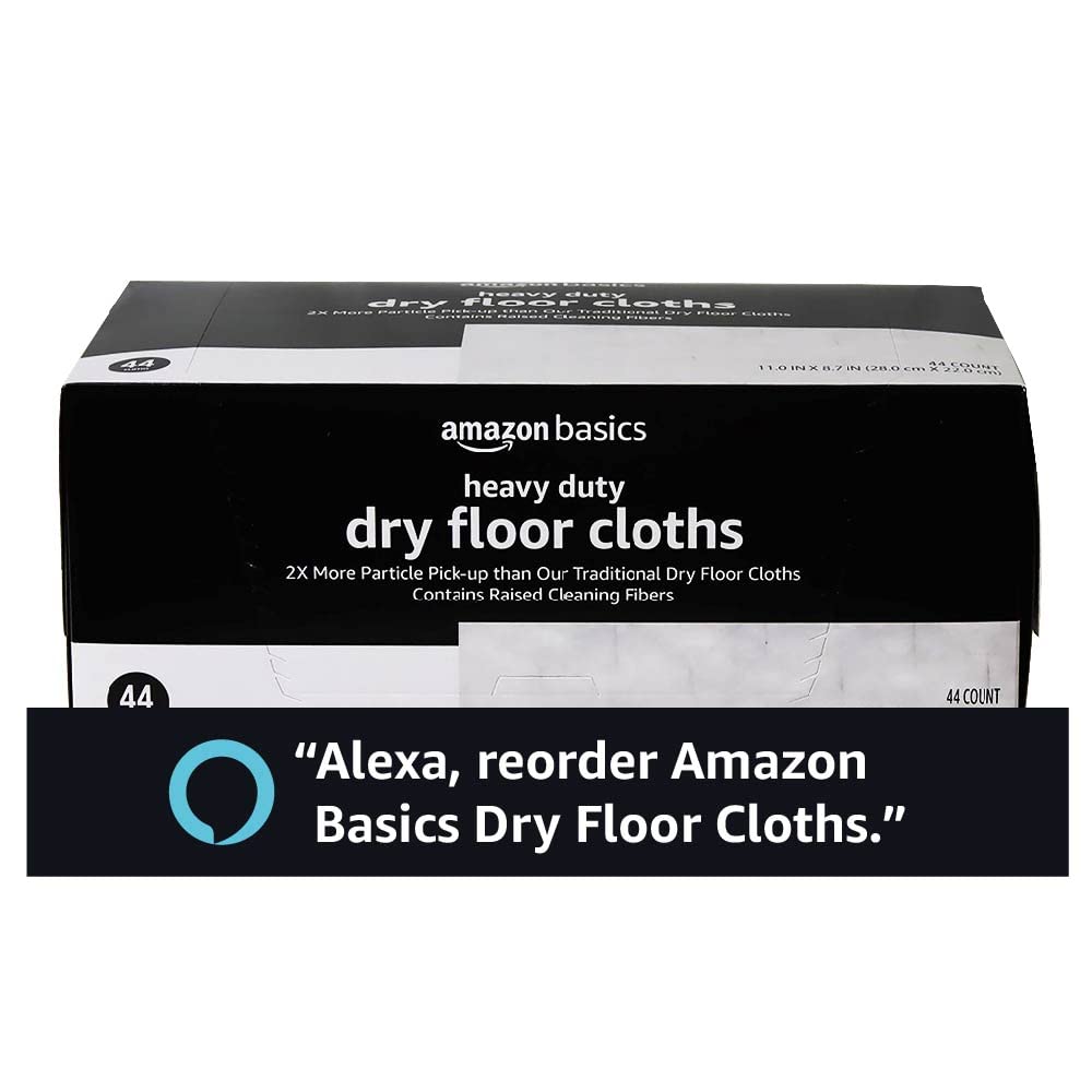 Amazon Basics Heavy Duty Dry Sweeping Cloths to Clean Dust, Dirt, Pet Hair, Fits Swiffer Sweeper Mop Heads, 44 Count (Pack of 1)