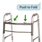 HEALTHLINE Adjustable Folding Walker with Wheels – Fits Petite Adults and Short Seniors, 5" Wheels, Includes 2 Pairs of Rear Glides – Aluminium Frame with Secure Hand Grips (250 lb Capacity)