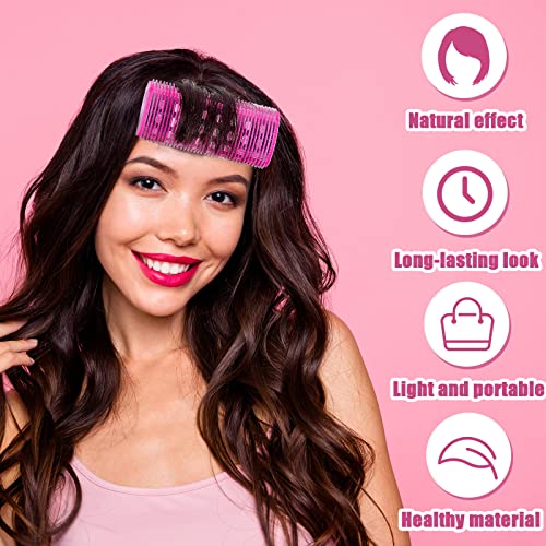 WILLBOND 4 Pcs Long Hair Rollers for Bangs Aluminum Core Curlers Thermal Self Grip Roller for Long and Medium Hair Women Hairstyle(4.7 x 2 Inch,Rose Red, Purple)