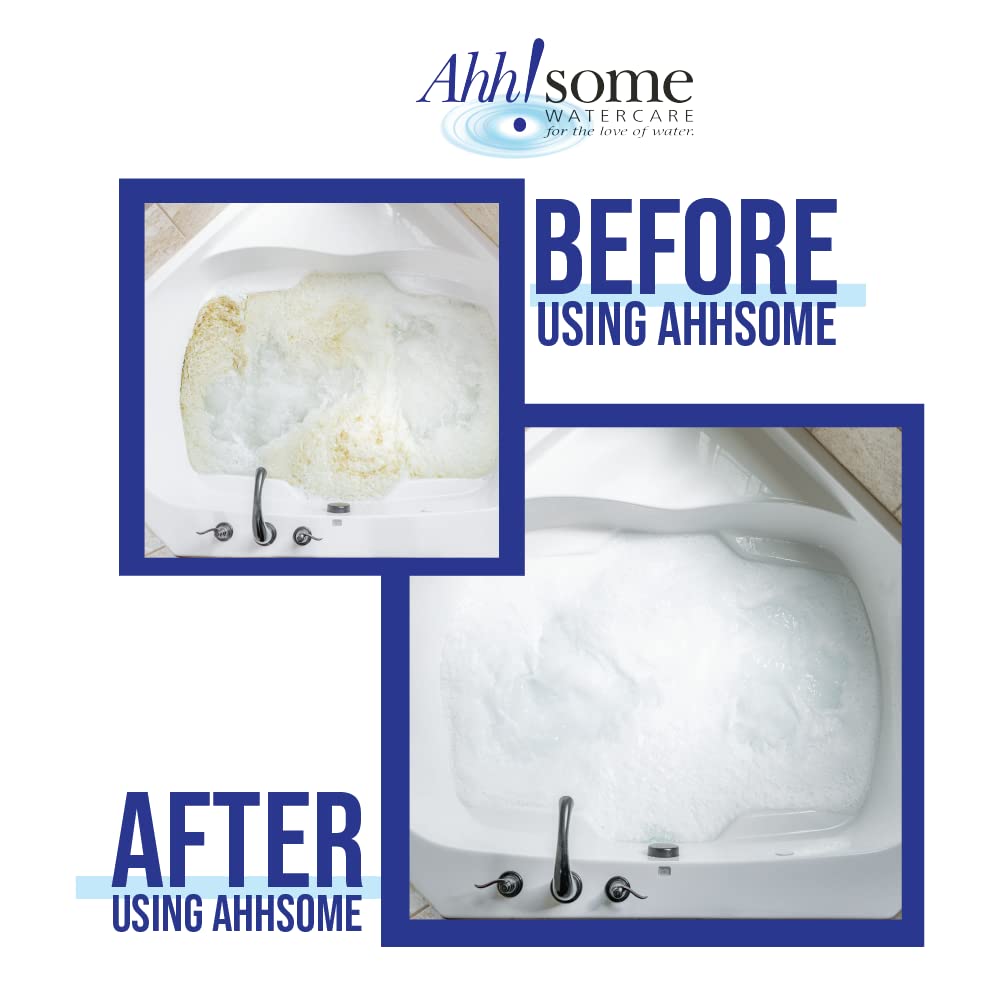 AhhSome Jetted Tub & Hot Tub Cleaner, Powerful Spa Bath Cleaning Solution for Jacuzzis & Whirlpools, 1 Gallon (64 Treatments), Professional Grade Septic Safe Solution for Hot Tubs, Made in USA