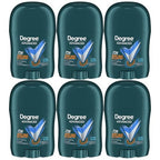Degree Men’s Travel Deodorant 6-Pack – 72H Body Heat Activated Mini Antiperspirant Stick, 0.5 Oz Ea