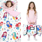 JOIEDOMI Toddler Nap Mat for Preschool 55''x30'' Sleeping Mat with Removable Pillow and Minky Blanket for Kids Ages 3-7 Roll Up Soft Kids Sleeping Bag for Boys Girls Kindergarten Daycare Sleepover