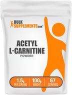 BulkSupplements.com Acetyl L-Carnitine Powder - as ALCAR HCl, Carnitine Supplement - Gluten Free, 1.5g per Serving, 100g (3.5 oz) (Pack of 1)