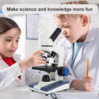 Microscope for Adults Kids Students, Compound Monocular Microscope 40X-2000X, Dual LED Illumination, Slides Set with Specimens, Phone Holder Adapter, School & Home Education