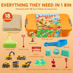 Klever Kits Construction Sensory Bin for Toddlers with Glow in The Dark Stones, Sandbox with Lid Castle Building kit, Preschool Learning Activities Gifts for Boys Girls Age 3+