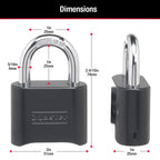 Master Lock Black Combination Padlock, Set Your Own Combo Lock, Weather Resistant Indoor and Outdoor Padlock with Code for Gym Locker, Gate, Shed, 178D