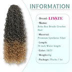 LIYATE 7 Packs Crochet Box Braids 24 Inch Boho Crochet Hair for Black Women Bohomian Crochet Braids Synthetic Pre Looped Goddess Box Braids Crochet Braiding Hair with Curly Ends, 1B/27