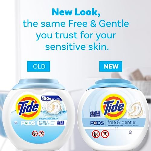 Tide PODS Free & Gentle Laundry Detergent Soap Pacs, 42 Count, Tide PODS Laundry Detergent