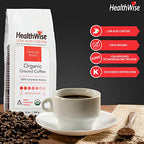 HealthWise Low Acid Organic Ground Coffee | Colombian Arabica Original Roast | Healthier Coffee for Sensitive Stomachs - Acid Reflux, Heartburn, Gastro Issues | 12 oz. - 340 g