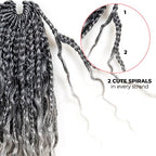 ToyoTress Boho Box Braids Crochet Hair - 16 Inch 8 Packs Ombre Gray Box Braids Crochet Hair Curly End Crochet Braids, Shouler Length Pre-looped Synthetic Braidsing Hair (16 Inch, T-Gray-8P)