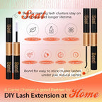 JIMIRE 300Pcs Lash Extension Kit 60D+80D+100D Thick Mink Eyelash Extension Kit with Lash Bond and Seal and Tweezers Fluffy D Curl 10-18MM Lash Clusters Kit DIY Individual Lashes Beginners Friendly