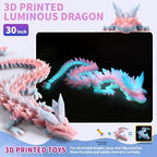 Large 3D Printed Dragon,30 Inch 3D Dragon Toys,Bigger Fidget Crystal Animals Toys, 3D Printed Articulated Animals for Home Office Car Desk Decor (Colorful Luminous, 30 inch)