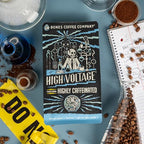 Bones Coffee Company High Voltage Flavored Coffee Beans, Medium Roast Ground Coffee Low Acid, Highly Caffeinated Coffee (12 oz)