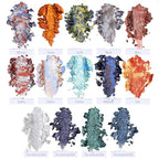 Galactic Assemble Eyeshadow Palette 14 Colors Glitter Shimmer Metallic Eye Shadow Pallet Brown Blue Galaxy Eye Makeup Palettes Create Space-like Eyes Make up Vegan & Talc Free