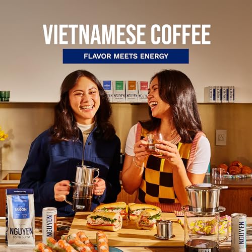 Nguyen Coffee Supply - Hanoi Robusta: Dark Roast Premium Ground Coffee Beans, Vietnamese Single Origin, Direct Trade, Low Acid with High Caffeine Content, Roasted in Brooklyn [12 oz Bag]