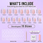 BTArtbox French Tip Press On Nails - White Press On Nails Almond, Short Fake Nails with Nail Glue, Fit Perfectly & Natural Reusable Stick on Nails in 16 Sizes, Mermaid