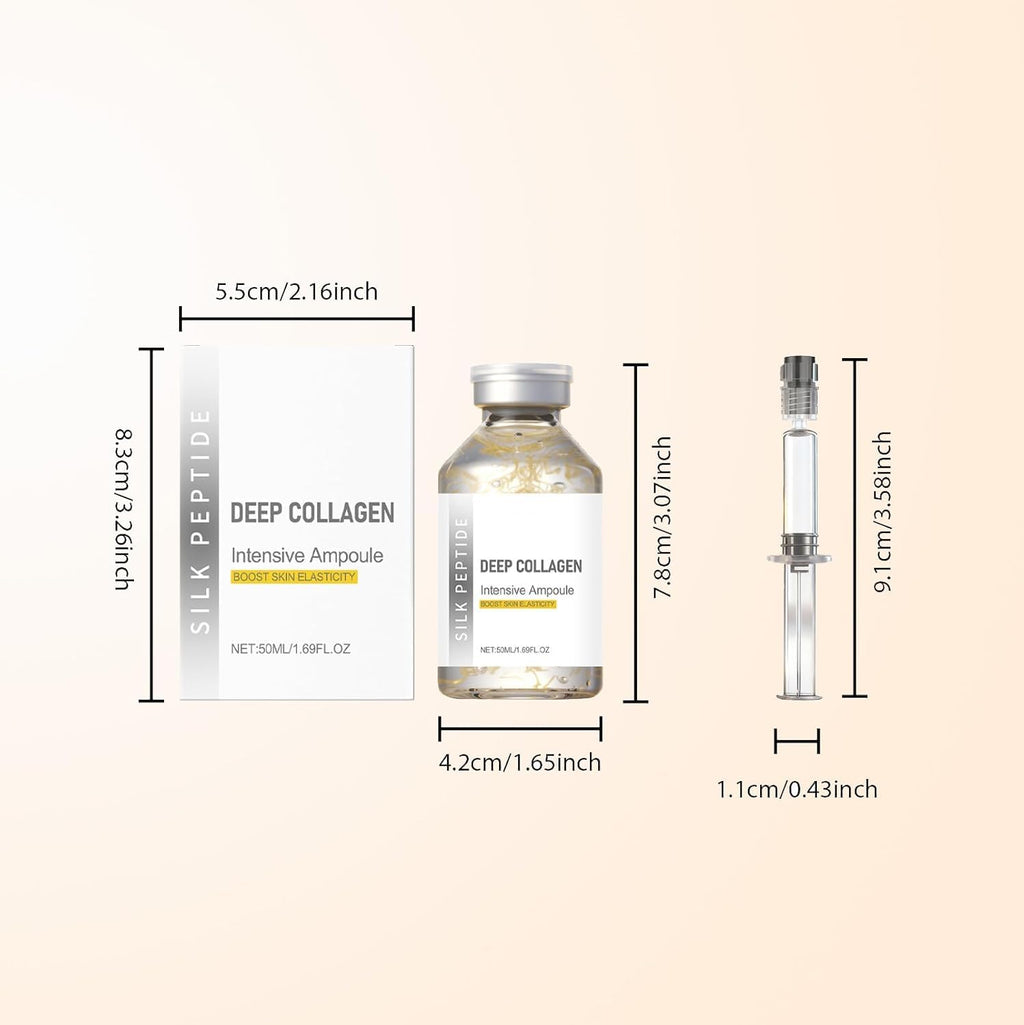 Deep Collagen Silk Peptide Lifting Ampoule Serum，Korean Facial Essence,Firming Wrinkle-Smoothing Hydrating，Non-Greasy Gentle Formul 50ML/1.69FL.OZ