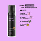 b.tan Violet Self Tanner Mousse Bundle | Love At First Tan - Best, 1 Hour Express Sunless Tanning Foam, Cancels Orange Tones, Dark Bronzing Glow, No Fake Tan Smell, Face & Body, 6.7 Fl Oz, Pack of 2