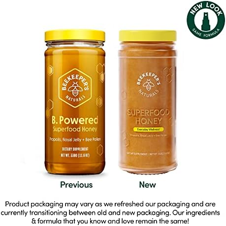 Superfood Honey by Beekeeper's Naturals - Bee Pollen, Royal Jelly, Propolis, Honey - Natural Energy, Immune Support, Mental Clarity, Athletic Performance (11.6 oz)