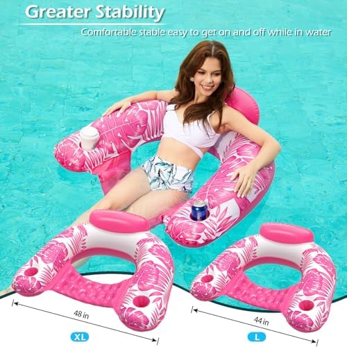 Jasonwell Inflatable Pool Float Chair - Pool Floaties Floating Pool Chair Lounge Floats for Swimming Pool Water Chair Pool Lounger with Cup Holder Pool Toy Party Floaty Adults