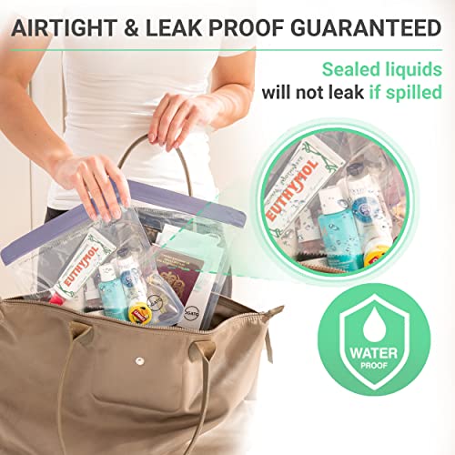 3pcs - TSA Approved Toiletry Bag - Our Quart Size Clear Toiletry Bags are Security Approved Worldwide for Liquids & Cosmetics - 100% 3-1-1 Compliant Clear Travel Bags for Toiletries Violet