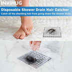 INVIHUG,25 Pack,Disposable Shower Drain Hair Catcher Mesh Stickers,Disposable Hair Drain Catcher（6.1inch Square）